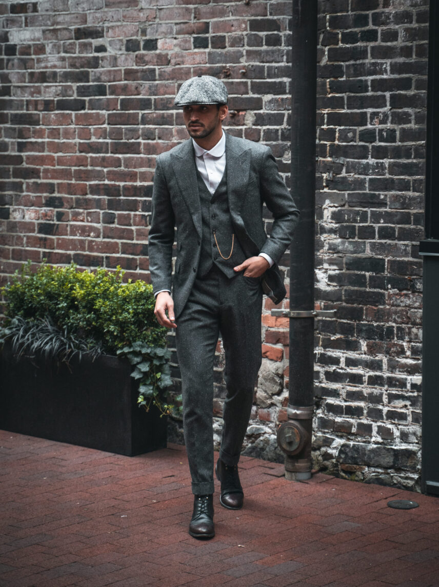 Grey Three-Piece Gangster Suit - Two-Button Men's Classic In Canada